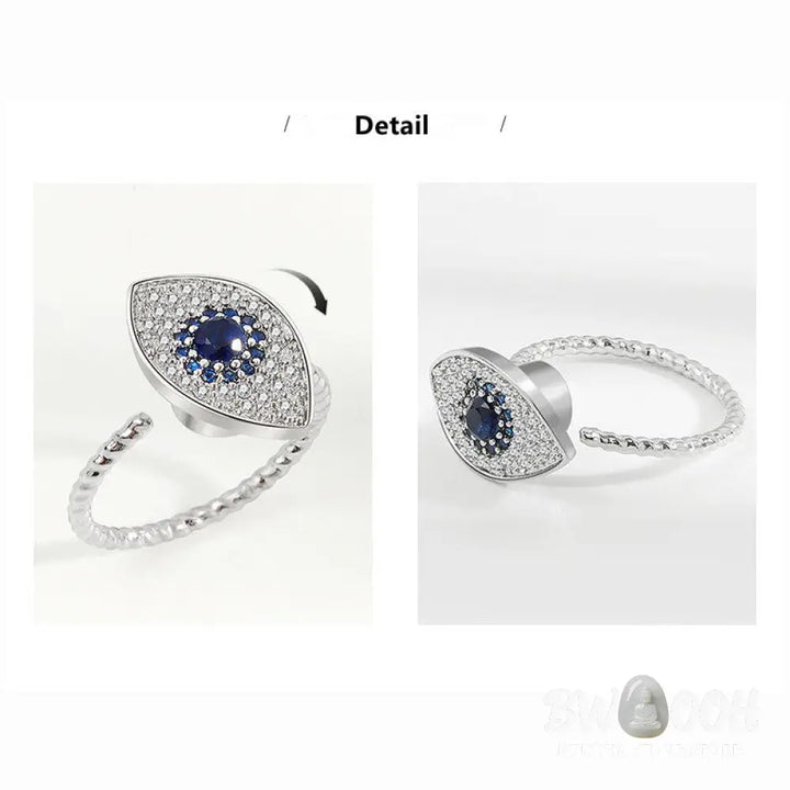 BWOOOH 925 Sterling Silver Evil Eye Protection Blessing Ring detail - View 7
