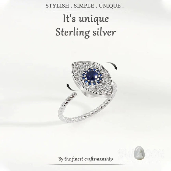 BWOOOH 925 Sterling Silver Evil Eye Protection Blessing Ring detail - View 6