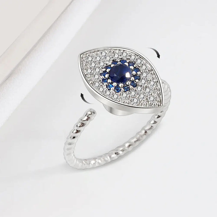BWOOOH | 925 Sterling Silver Evil Eye Protection Blessing Rotatable Ring — Sterling Silver crystal healing bracelet for sp...