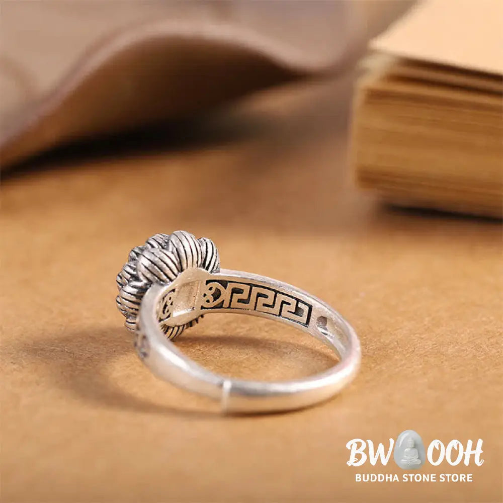 BWOOOH 925 Sterling Silver Lotus ring with Red Agate - View 10