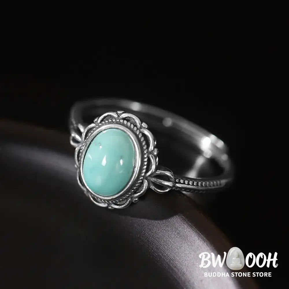 BWOOOH Tibetan Turquoise and Red Agate silver protection ring - View 2