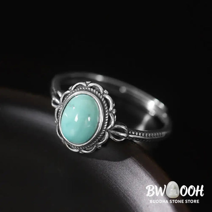 BWOOOH Tibetan Turquoise and Red Agate silver protection ring - View 2