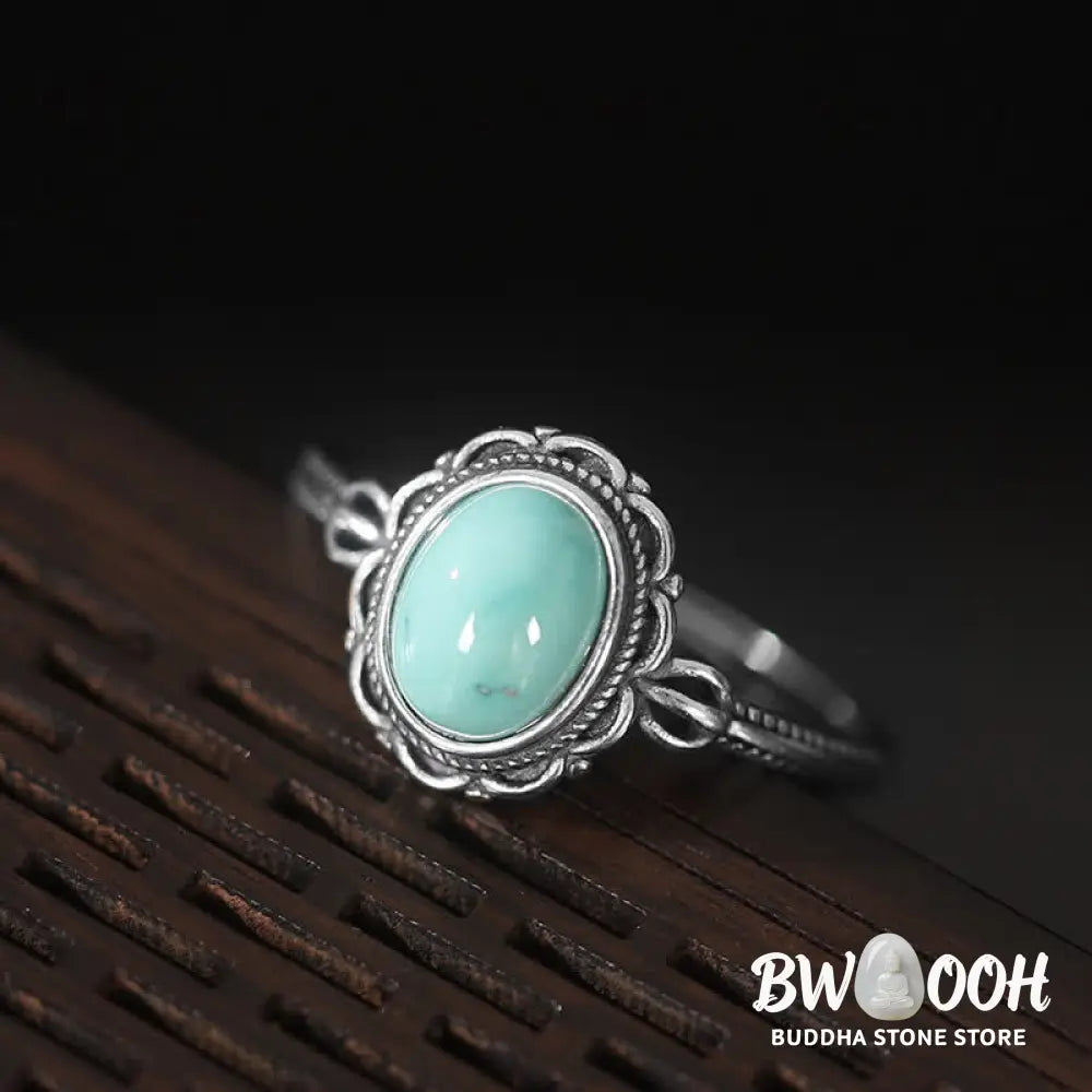 BWOOOH Tibetan Turquoise and Red Agate silver protection ring - View 4