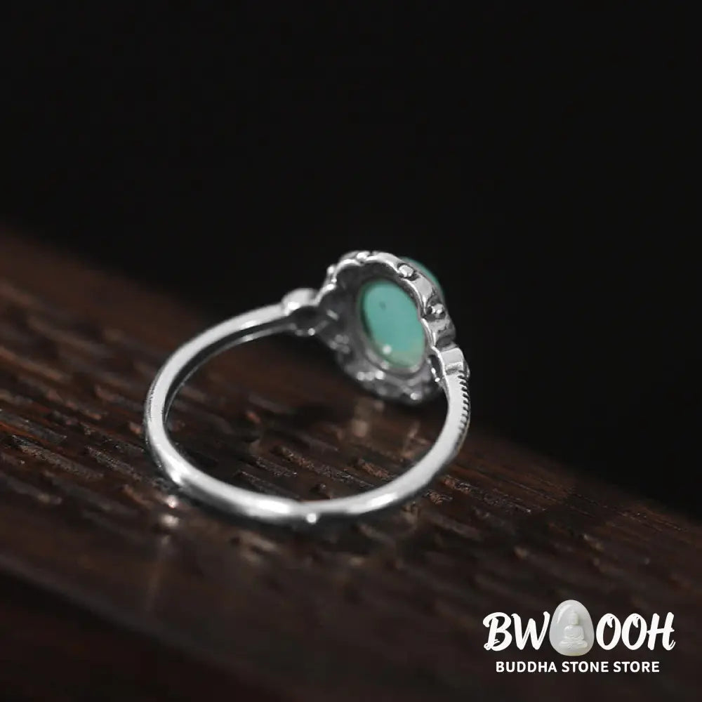 BWOOOH Tibetan Turquoise and Red Agate silver protection ring - View 5