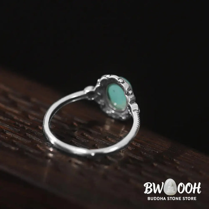 BWOOOH Tibetan Turquoise and Red Agate silver protection ring - View 5