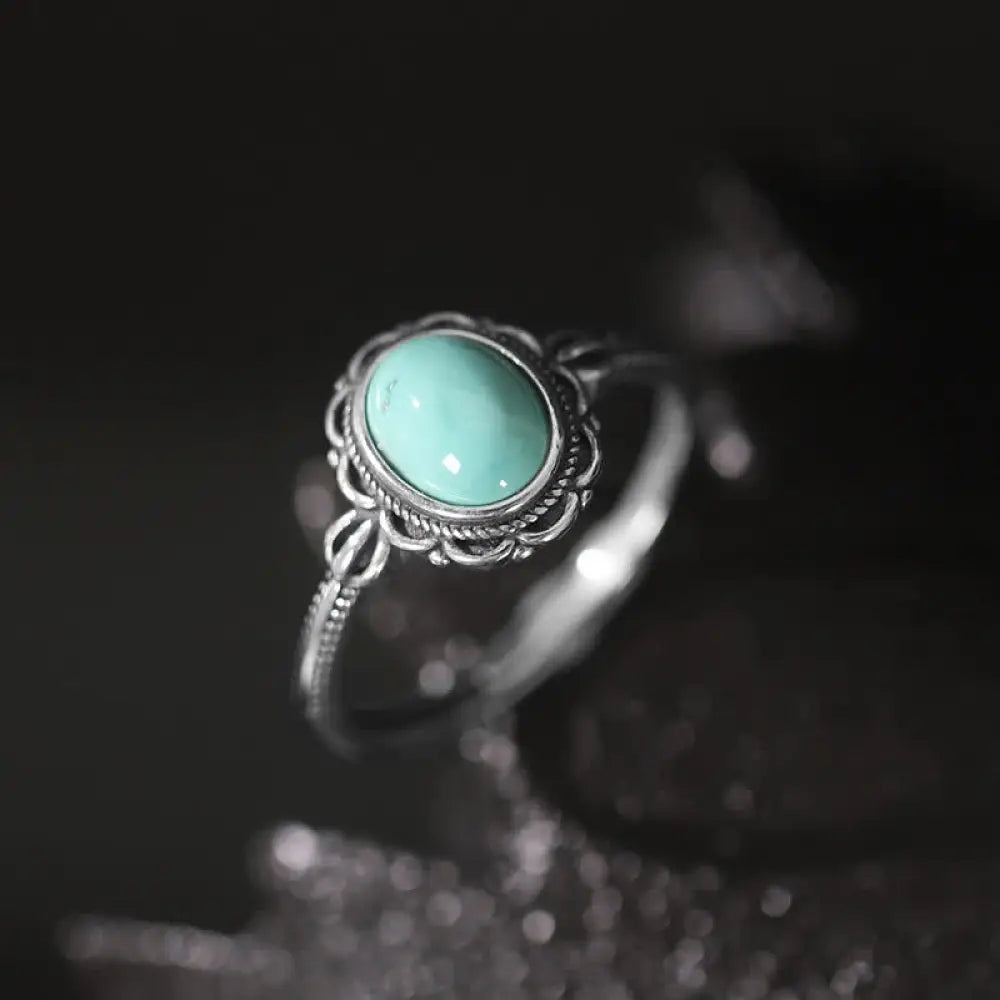 BWOOOH | 925 Sterling Silver Tibetan Turquoise Red Agate Protection Ring (Extra 30% Off | USE CODE: FS30) — Sterling Silve...