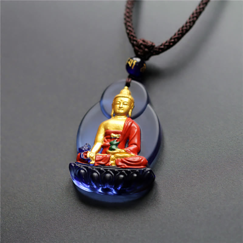 BWOOOH Tibet Medicine Buddha Liuli Crystal Compassion Necklace Pendant