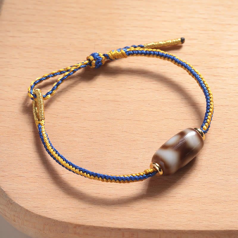 BWOOOH Tibetan Three-eyed Dzi Bead Luck Happiness Bracelet