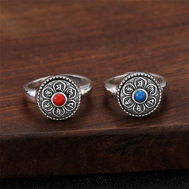 BWOOOH Tibetan Om Mani Padme Hum Peace Rotatable Ring