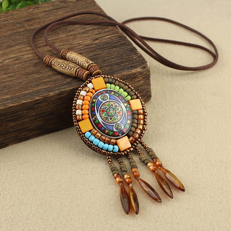 BWOOOH Mandala Pattern Beads Creativity Necklace Pendant