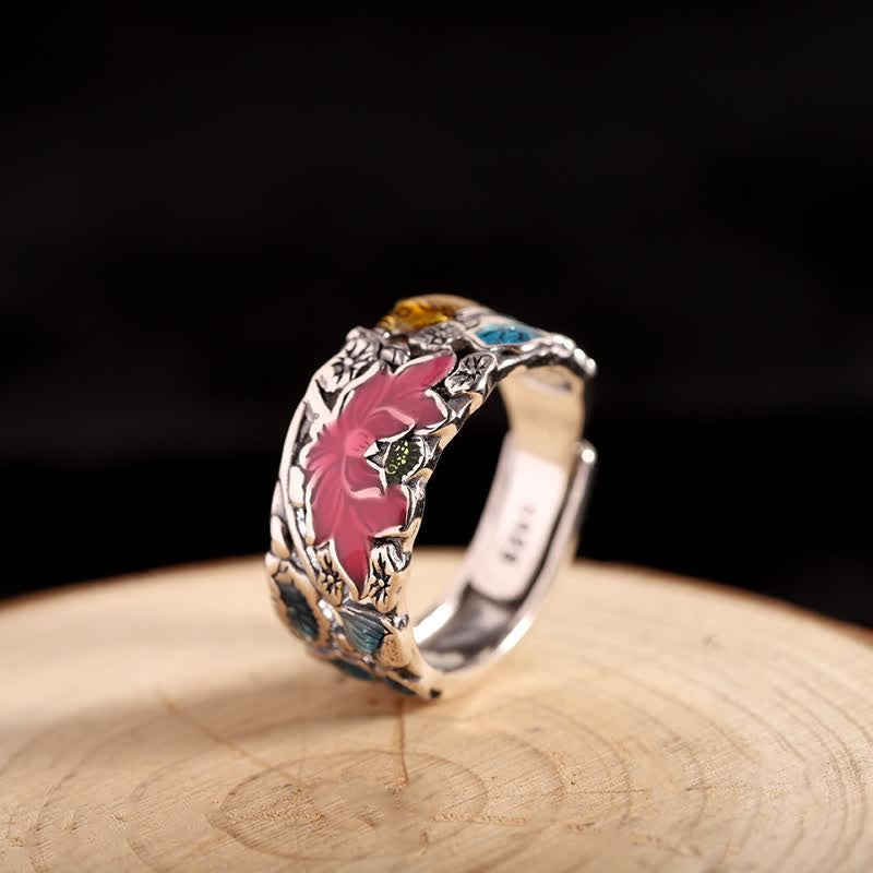 BWOOOH 925 Sterling Silver Lotus Koi Fish Enlightenment Ring — Sterling Silver crystal healing bracelet for spiritual heal...