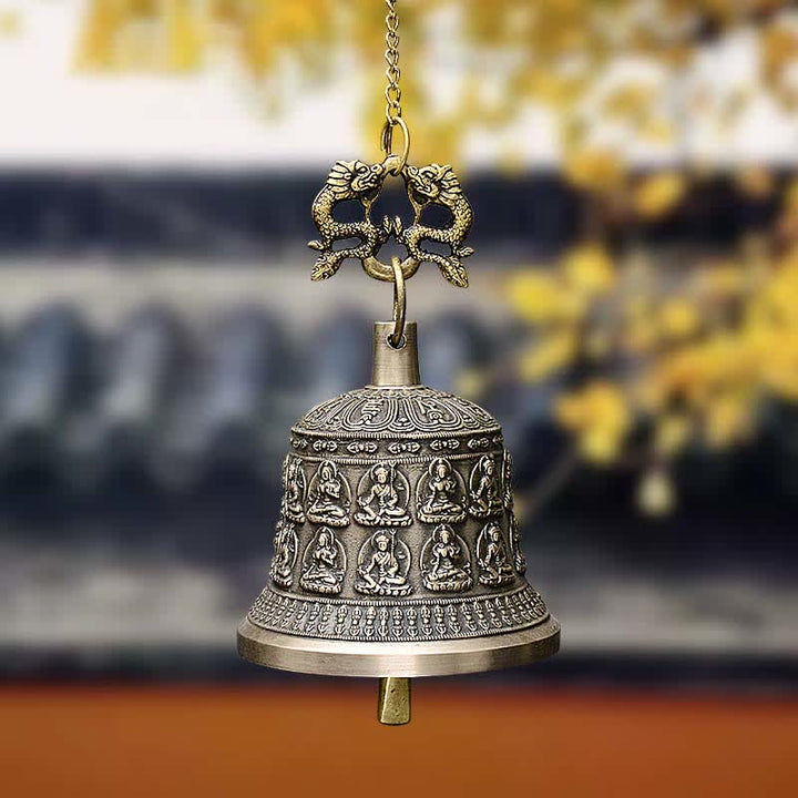 BWOOOH copper wind chime feng shui - Tibetan Engraved Buddha Dragon Wind Chim