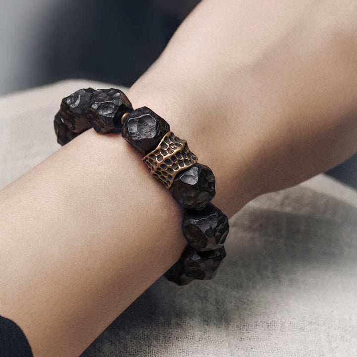 BWOOOH Ebony Wood Copper Peace Balance Couple Bracelet