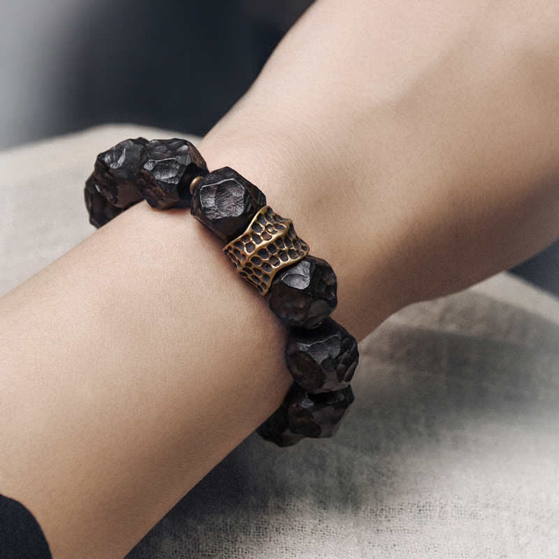 BWOOOH Ebony Wood Copper Peace Balance Couple Bracelet