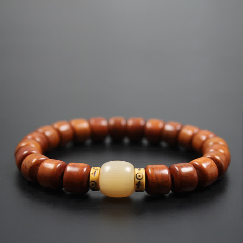 BWOOOH Tibetan Bone Beads Om Mani Padme Hum Strength Bracelet