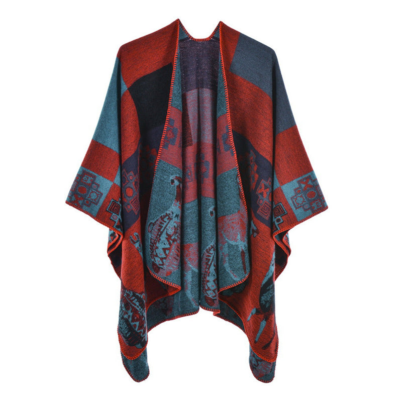 BWOOOH Tibetan Shawl Deer Vase Geometric Shapes Winter Co