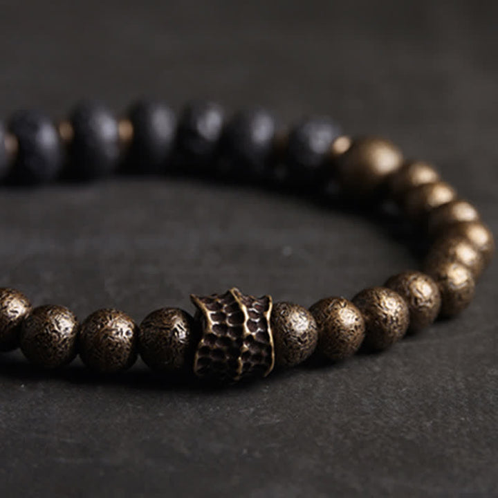 BWOOOH Lava Rock Stone Copper Balance Cuff Bracelet Bangle