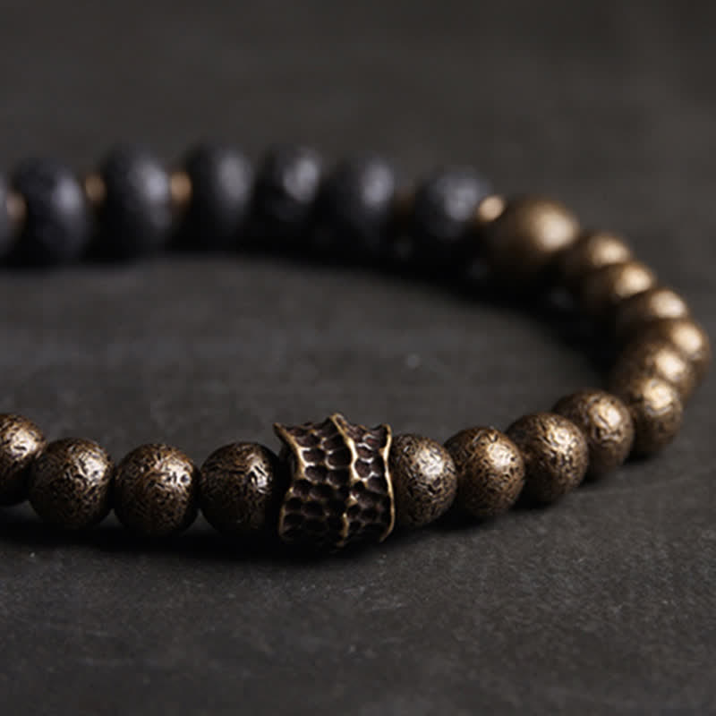 BWOOOH Lava Rock Stone Copper Balance Cuff Bracelet Bangle