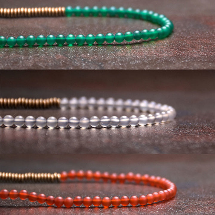 BWOOOH Tibetan Various Agate Stone Copper Protection Triple Wrap Bracelet