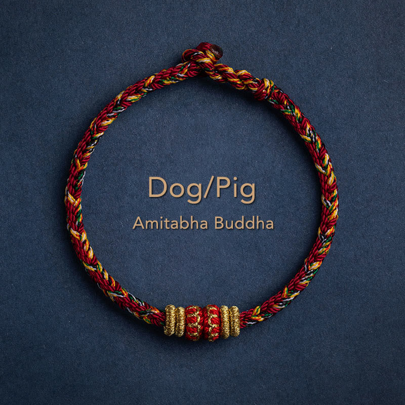 BWOOOH Tibet Handmade Chinese Zodiac Natal Buddha Luck Strength Braided String Bracelet