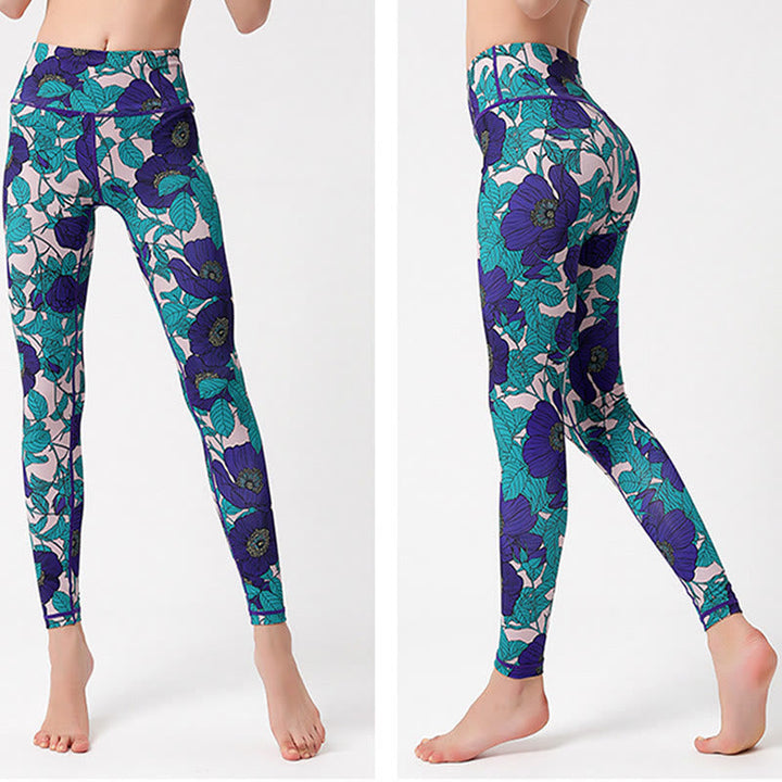 BWOOOH printed yoga leggings - Colorful Flower Petal Leaves Print Sport