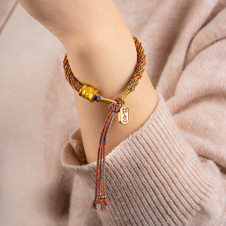 BWOOOH Handmade Multicolored Tibetan Om Mani Padme Hum Ruyi Auspicious Charm Braided Bracelet