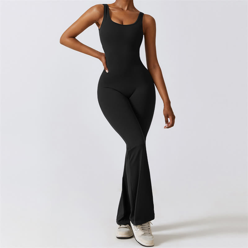 BWOOOH printed yoga pants - Women Workout Sleeveless Jumpsuit Flare 