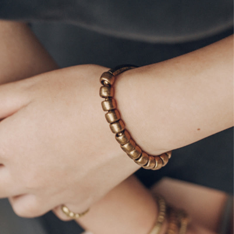 BWOOOH Simple Design Copper Brass Bead Luck Wealth Bracelet