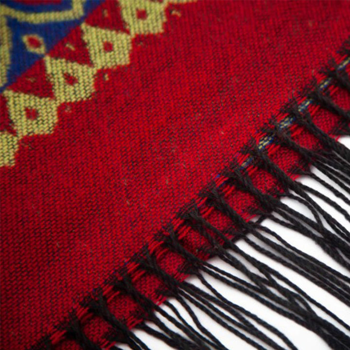 BWOOOH Tibetan Shawl Red Love Heart Tassel Hooded Cloak W