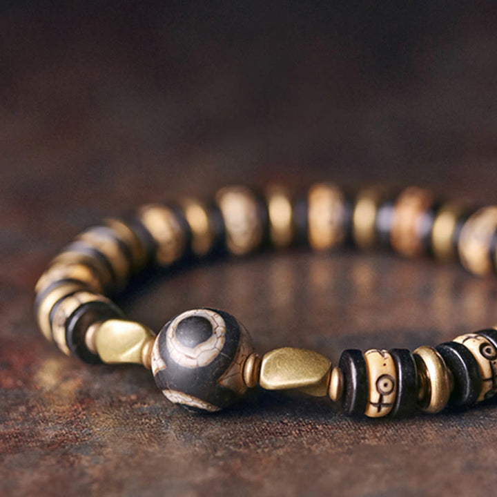 BWOOOH Tibetan Bone Beads Ebony Wood Strength Bracelet | natural stone spiritual bracelet for healing and mindful living