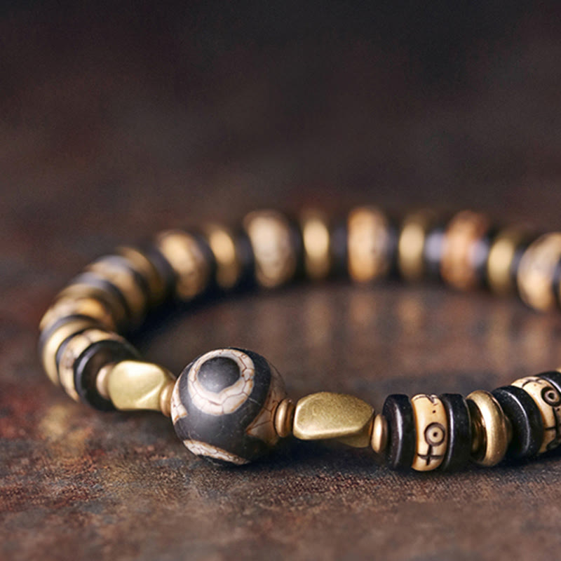 BWOOOH Tibetan Bone Beads Ebony Wood Strength Bracelet | natural stone spiritual bracelet for healing and mindful living