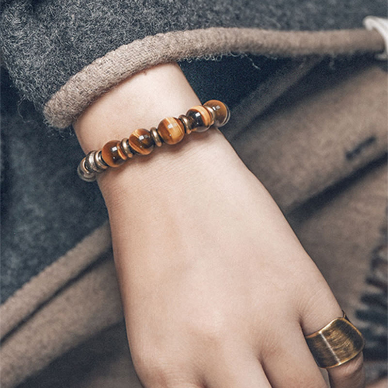 BWOOOH Tiger Eye Stone Copper Protection Bracelet
