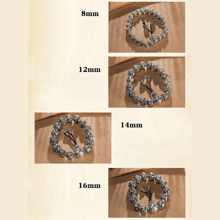 BWOOOH Tibetan Om Mani Padme Hum Carved Alloy Beads Amulet Bracelet