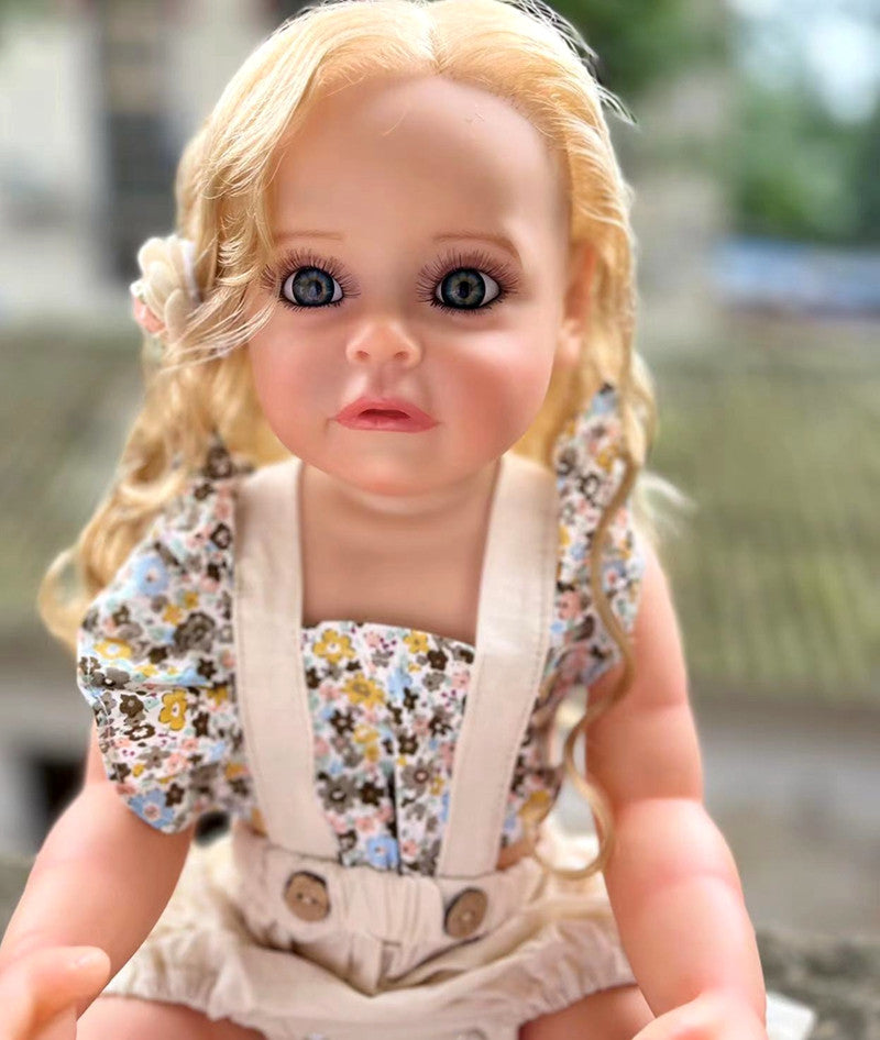 22-inch All-Silicone Realistic Rebirth Doll - Blonde Luna Style, Full Body Soft Silicone, Movable and Water-Suitable, Realistic and Cute Companion Doll