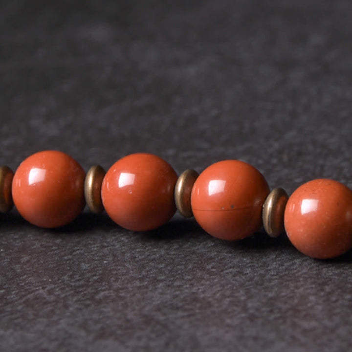 BWOOOH Red Jasper Moss Agate Black Obsidian Crystal Copper Peace Couple Bracelet