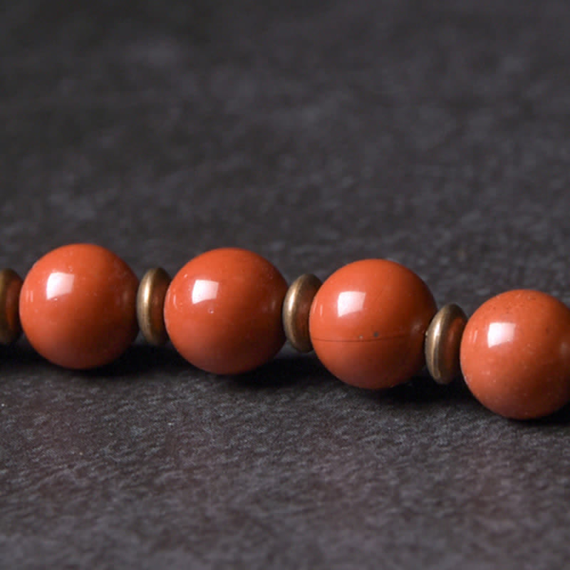 BWOOOH Red Jasper Moss Agate Black Obsidian Crystal Copper Peace Couple Bracelet