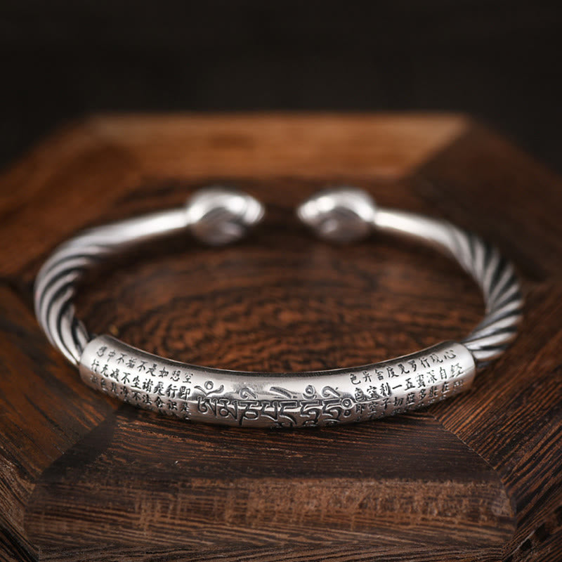 BWOOOH Tibetan Om Mani Padme Hum Heart Sutra Purity Cuff Bracelet