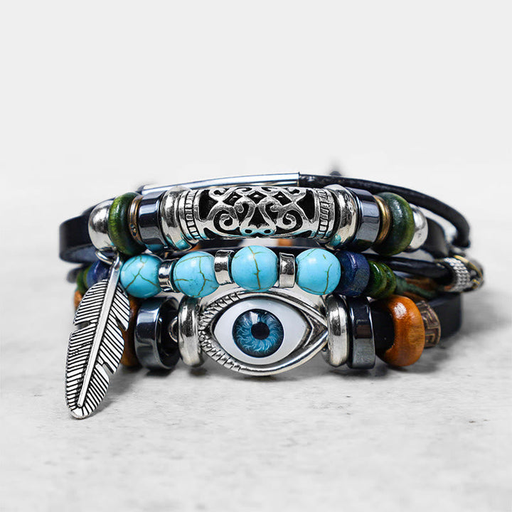 BWOOOH Tibetan Turquoise Evil Eye Purification Bracelet
