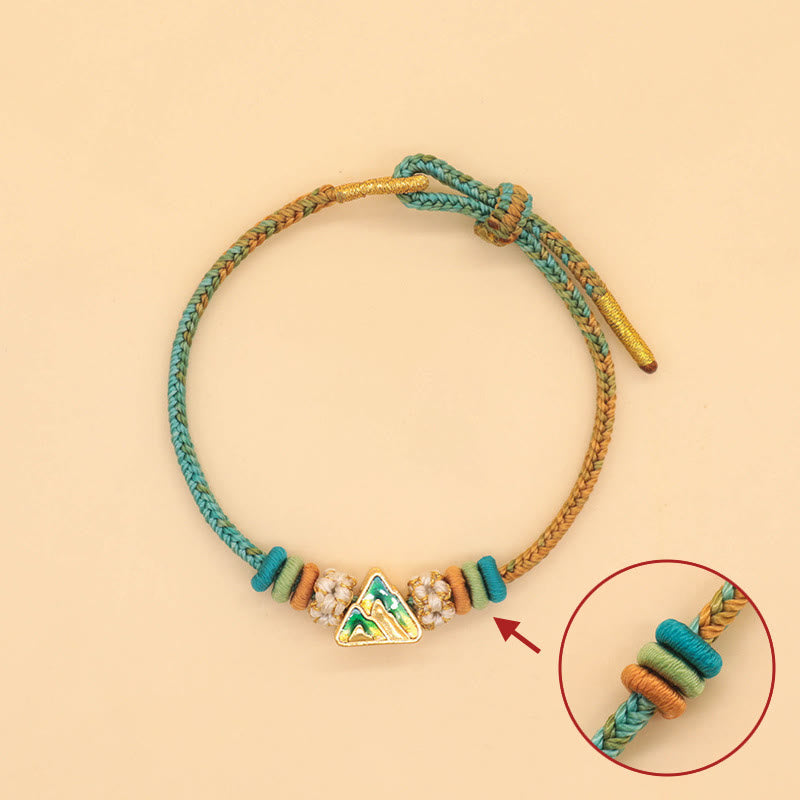 BWOOOH Handmade Eight Thread Peace Knot Peach Blossom Knot Luck Rope Braided Bracelet