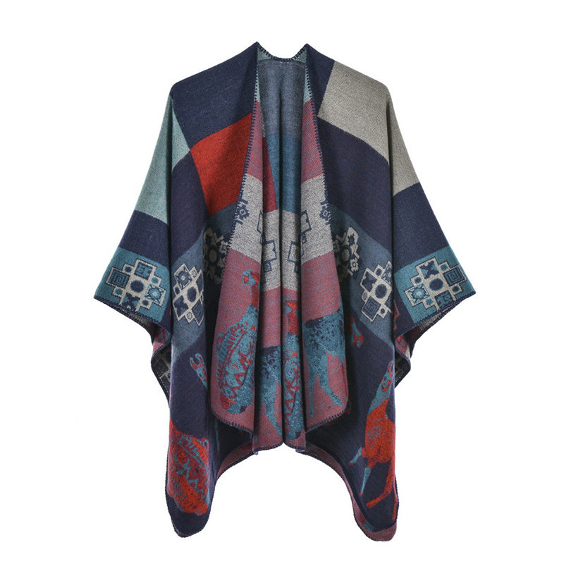 BWOOOH Tibetan Shawl Deer Vase Geometric Shapes Winter Co