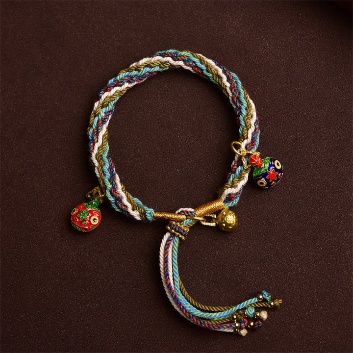 BWOOOH Handmade Gold Swallowing Beast Family Healing Reincarnation Knot Braid Bracelet
