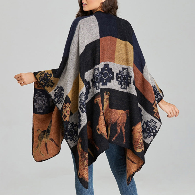 BWOOOH Tibetan Shawl Deer Vase Geometric Shapes Winter Co