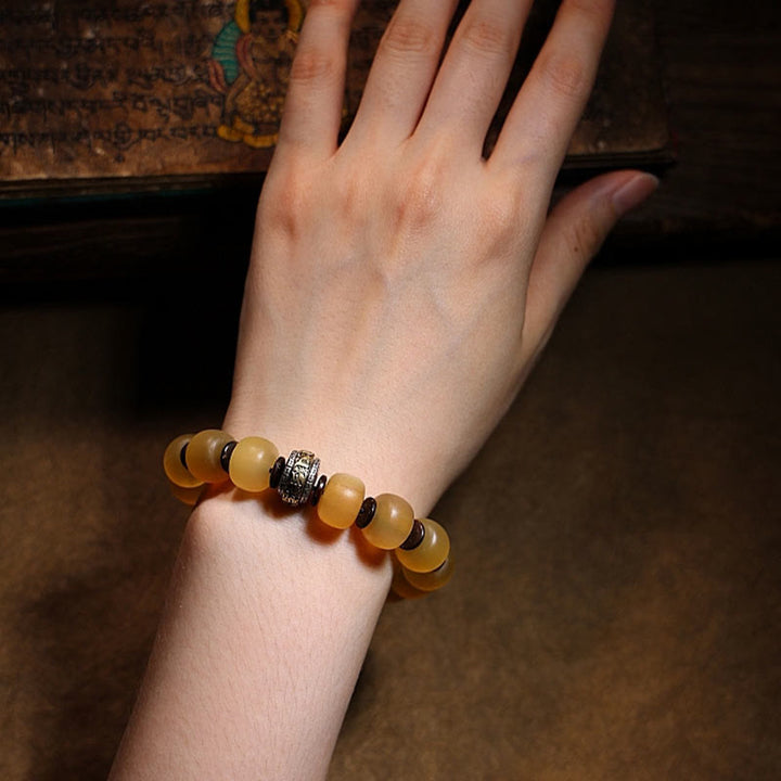 BWOOOH Handmade Tibetan Sheep Horn Om Mani Padme Hum Auspiciousness Bracelet