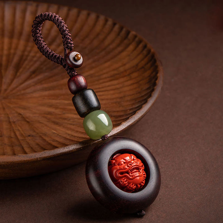 BWOOOH Tibet Om Mani Padme Hum PiXiu Copper Coin Small Leaf Red Sandalwood Cinnabar Pro | PiXiu