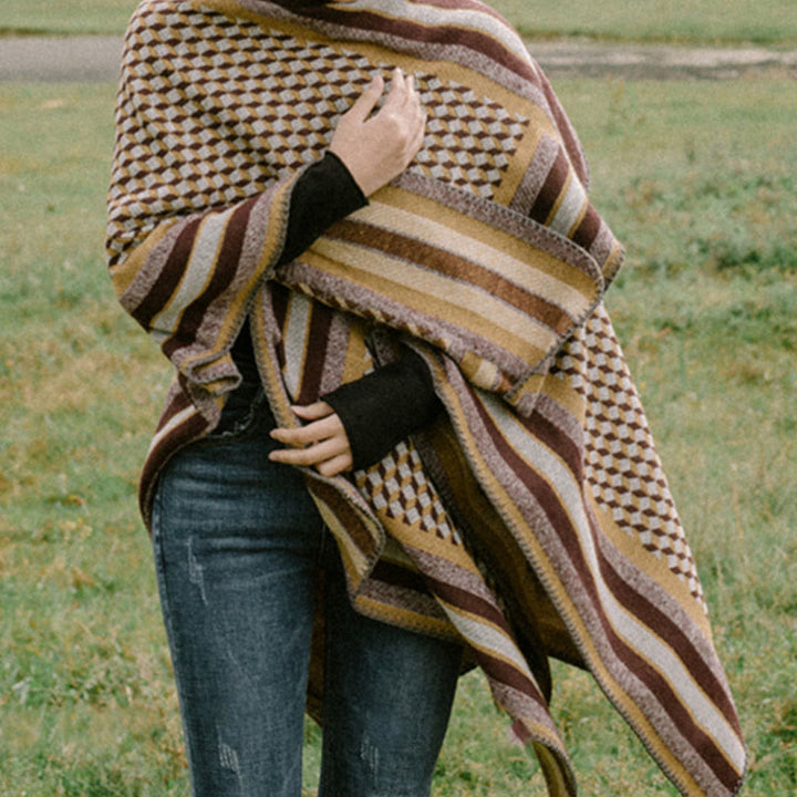 BWOOOH Tibetan Shawl Classic Pattern Winter Cozy Warm Tra
