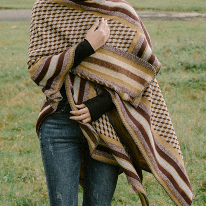 BWOOOH Tibetan Shawl Classic Pattern Winter Cozy Warm Tra