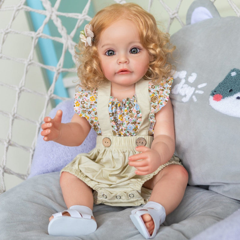 22-inch All-Silicone Realistic Rebirth Doll - Blonde Luna Style, Full Body Soft Silicone, Movable and Water-Suitable, Realistic and Cute Companion Doll