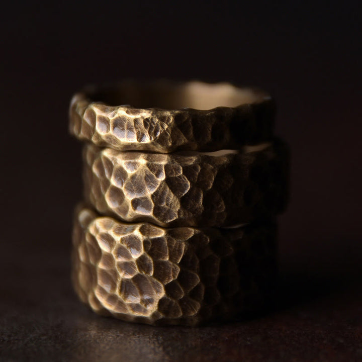BWOOOH Tibetan Bump Texture Design Copper Brass Luck Ring