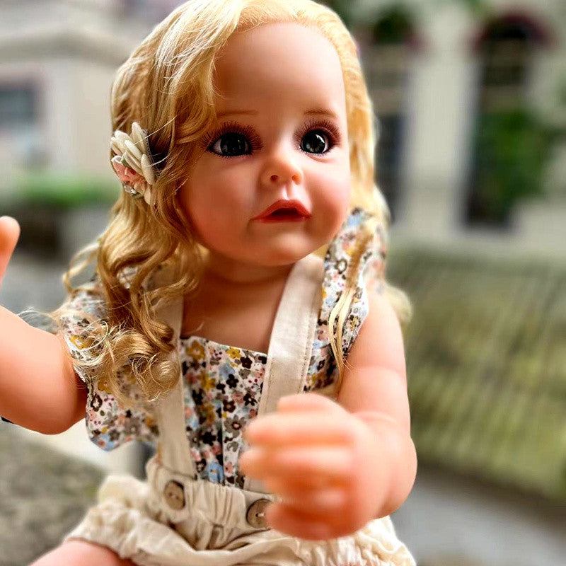 22-inch All-Silicone Realistic Rebirth Doll - Blonde Luna Style, Full Body Soft Silicone, Movable and Water-Suitable, Realistic and Cute Companion Doll