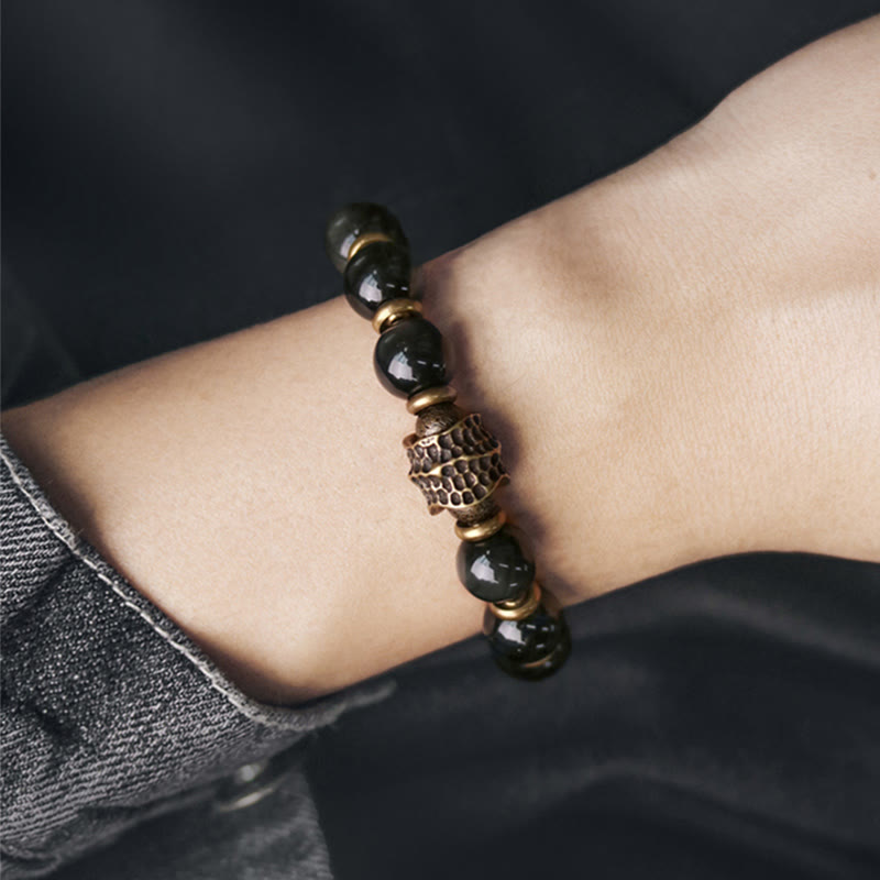 BWOOOH Rainbow Obsidian Copper Love Healing Bracelet